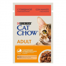 Влажный корм Purina Cat Chow Adult паучи для взрослых кошек с говядиной и баклажанами - 85 г
