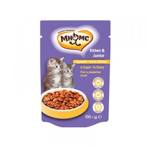 Мнямс паучи Рост и развитие котят с курицей в соусе - 100 г