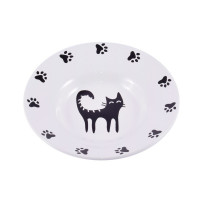 КерамикАрт миска керамическая для кошек с рисунком, белая 140 мл