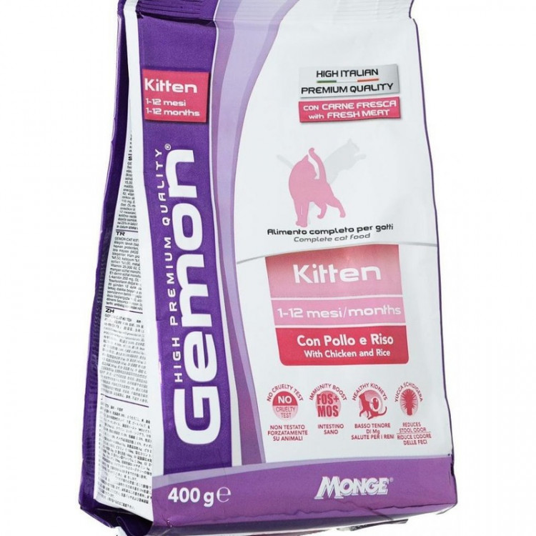 GEMON cat корм для котят с курицей и рисом 400 гр