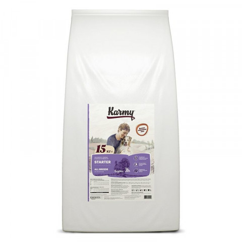 Сухой корм Karmy Sarter для щенков с момента отъема до 4 месяцев, беременных и кормящик сук с индейкой 15 кг