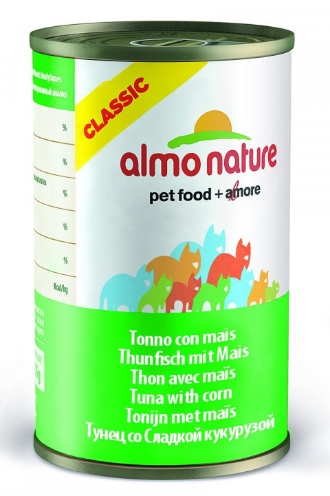 Almo Nature Classic Tuna with Sweet Corn консервированный корм с тунцом и сладкой кукурузой в бульоне для взрослых кошек - 40 г