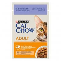 Влажный корм Purina Cat Chow Adult для взрослых кошек с ягненком и зеленой фасолью - 85 г
