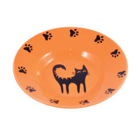 КерамикАрт миска керамическая для кошек с рисунком, оранжевая 140 мл