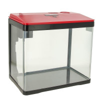 Prime аквариум с LED светильником, фильтром и кормушкой, красно-черный 15 л