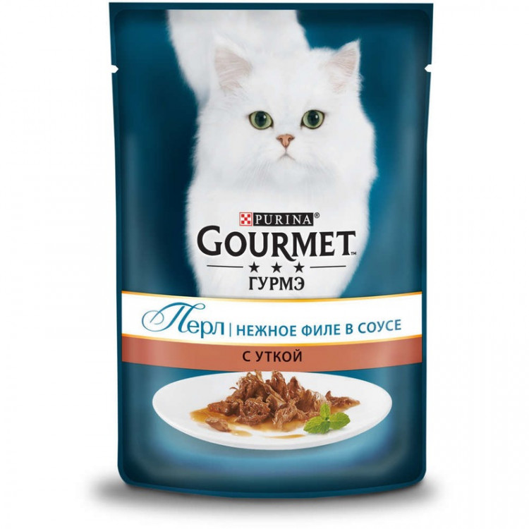 Паучи Gourmet Perle Mini-Fillet для взрослых кошек с уткой - 85 г