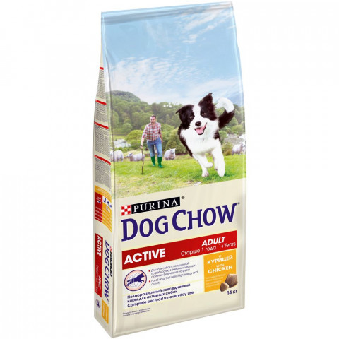 PURINA DOG CHOW (14 кг) Active Adult с курицей для взрослых активных собак