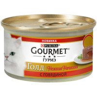 Влажный корм Gourmet Gold Нежная начинка для взрослых кошек с говядиной - 85 г