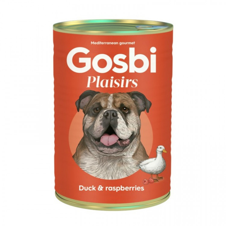 Влажный корм Gosbi Plaisirs для взрослых собак с уткой и малиной - 400 г