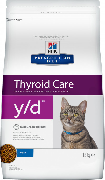 Hill's Prescription Diet y/d Thyroid Care корм для кошек диета для поддержания здоровья щитовидной железы 1,5 кг