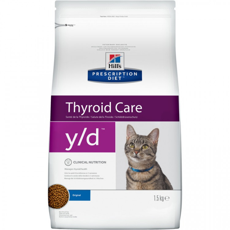 Hill's Prescription Diet y/d Thyroid Care корм для кошек диета для поддержания здоровья щитовидной железы 1,5 кг