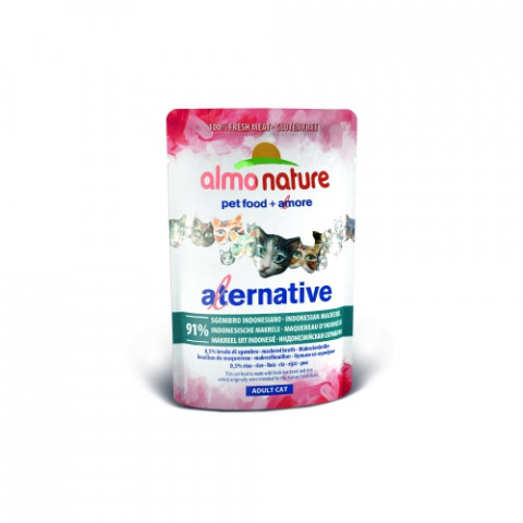 Almo Nature Alternative Adult Cat Indonesian Mackerel паучи для взрослых кошек с индонезийской макрелью и 91% мяса - 55 г