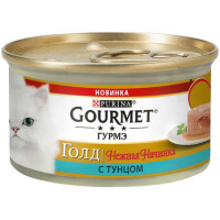 Влажный корм Gourmet Gold Нежная начинка для взрослых кошек с тунцом - 85 г