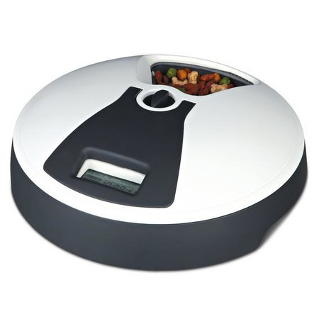 Кормушка Trixie для собак TX 6 на 3 кормления 6 порций 6х240 мл/ф32х10 см серо-белая