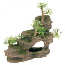 Грот Trixie для аквариума каменная лестница с растениями 19,5 см пластиковый