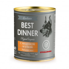 Best Dinner Exclusive Hypoallergenic консервы для собак при проблемах пищеварения с индейкой и уткой - 0,34 кг