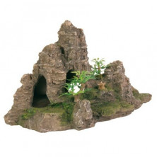 Грот Trixie для аквариума скалы с пещерой и растениями 22 см пластиковый