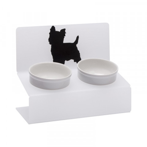 Миска для животных Artmiska "Йорк" двойная на подставке белая полупрозрачная 2 шт x 350 мл