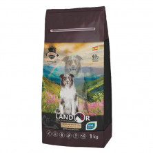 Landor сухой корм для пожилых и взрослых собак всех пород с функцией улучшения мозговой деятельности, с уткой и рисом - 1 кг