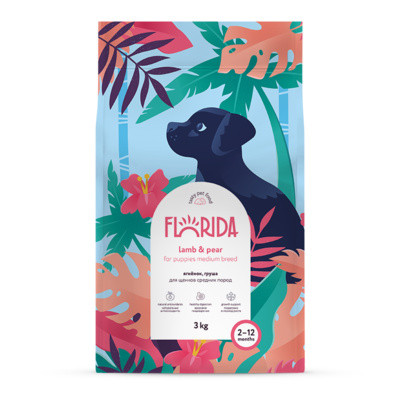 Florida сухой корм для щенков средних пород с ягненком и грушей 3 кг