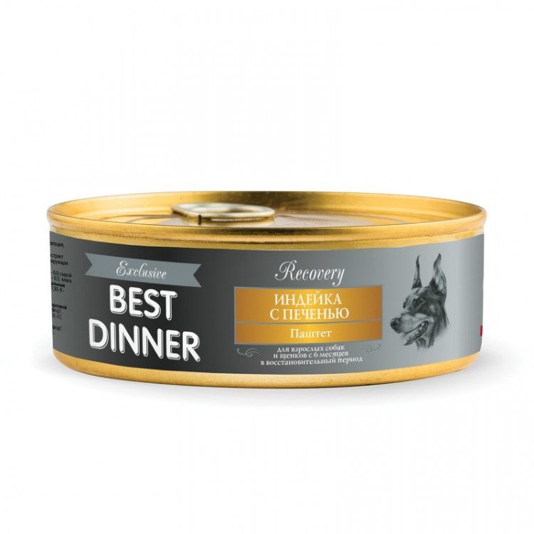 Best Dinner Exclusive Recovery консервы для собак при восстановлении паштет с индейкой и печенью - 0,100 кг