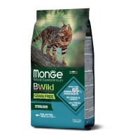 Monge Cat BWild Grain Free сухой беззерновой корм для взрослых кошек из тунца и гороха - 1,5 кг