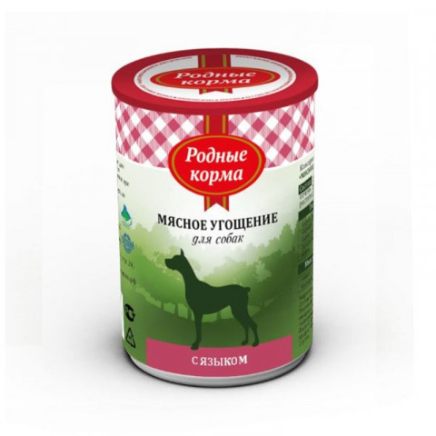 Родные корма Мясное угощение с Языком консервы для собак 340 г