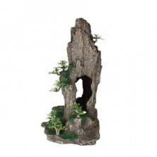 Грот Trixie для аквариума скала с пещерой и растениями 23,5 см пластиковый