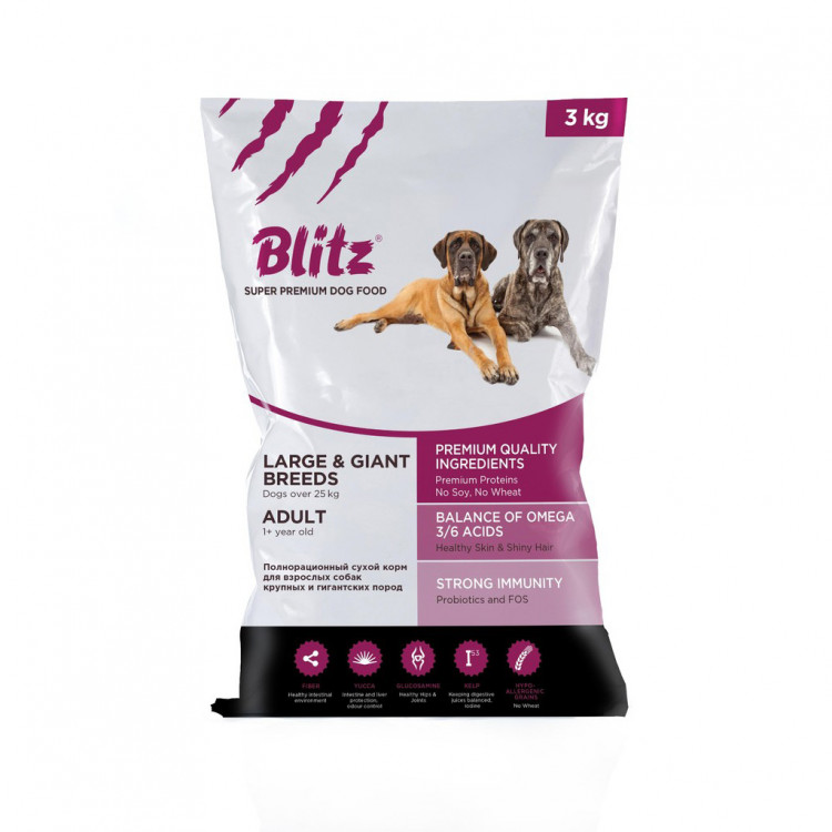 Blitz Adult Large & Giant Breed для собак крупных пород с курицей - 15 кг