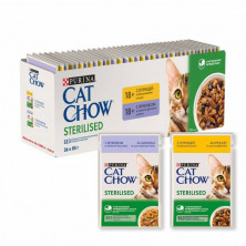 Cat Chow Мультипак Sterilised с курицей и баклажанами; с ягненком и зеленой фасолью-36x85 г