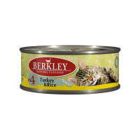 Berkley Adult Cat Turkey & Rice № 4 паштет для взрослых кошек с натуральным мясом индейки, рисом, маслом лосося и ароматным бульоном - 100 г