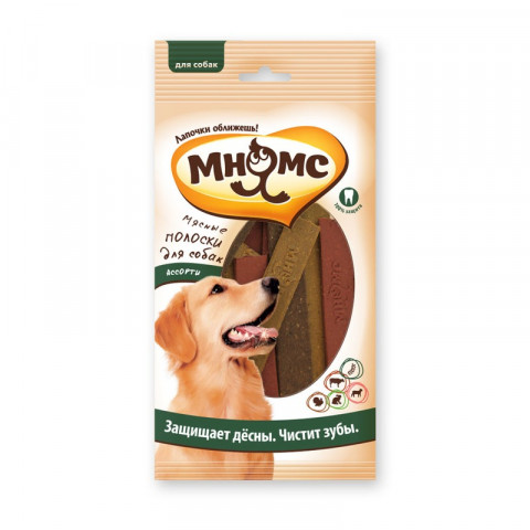 Мнямс лакомство Мясные полоски ассорти для собак - 10 г х 12 шт