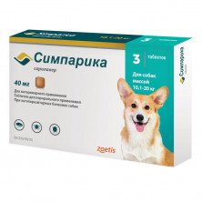 Симпарика (Zoetis) таблетки от блох и клещей для собак весом от 10 до 20 кг 3 шт 1 ш