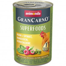 Animonda Gran Carno Superfoods влажный корм c курицей, шпинатом, малиной и тыквенными семечками для взрослых собак - 400 г
