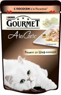 Паучи Gourmet A la Carte для взрослых кошек с лососем, шпинатом, цукини и зеленой фасолью - 85 г