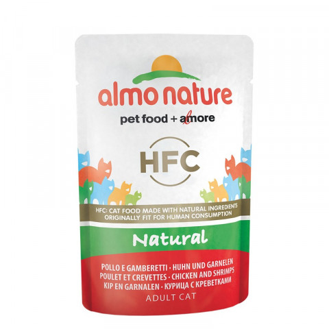 Almo Nature Classic Nature Adult Cat Chicken & Shrimps паучи для взрослых кошек с курицей и креветками - 55 г