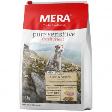 Сухой корм Mera Pure Sensitive Mini Adult Huhn & Kartoffel High Protein для взрослых собак мелких пород с курицей и картофелем 4 кг