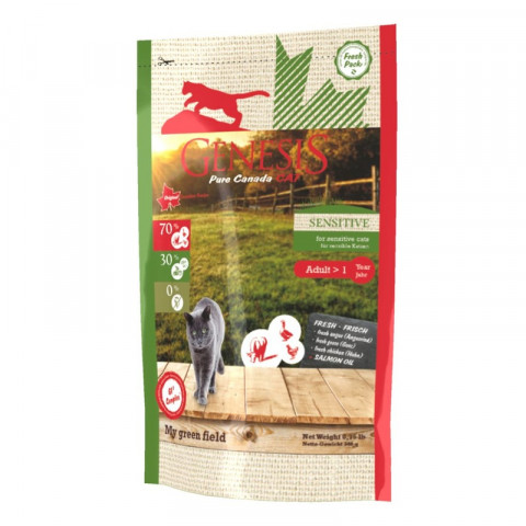 Genesis Pure Canada My Green Field Sensitive для взрослых кошек с чувствительным пищеварением с говядиной, гусем и курицей - 340 гр