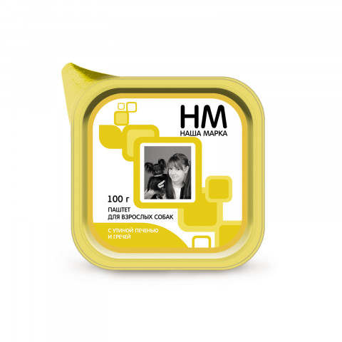 Наша марка паштет для собак с утиной печенью и гречей 100 г