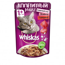 Whiskas Аппетитный микс влажный корм для кошек с говядиной и ягненком в сливочном соусе - 85 г