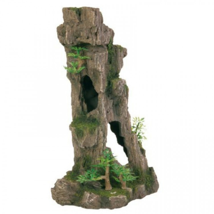 Грот Trixie для аквариума скала с пещерой и растениями 17 см пластиковый 1 ш