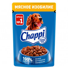 Chappi влажный корм для взрослых собак мясное изобилие в паучах - 85 г