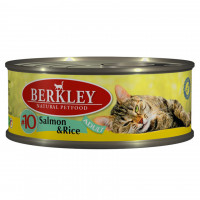 Berkley Adult Cat Salmon & Rice № 10 паштет для взрослых кошек с натуральным мясом лосося, рисом, маслом лосося и ароматным бульоном - 100 г