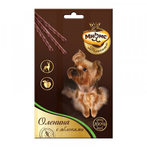 Мнямс Деликатес лакомые палочки для собак с олениной и яблоком 13,5 см - 3х11 г 1 ш