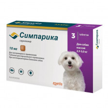 Симпарика (Zoetis) таблетки от блох и клещей для собак весом от 2,5 до 5 кг 3 шт 1 ш