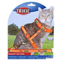 Шлейка Trixie для кошек с поводком нейлоновая с рисунком 22-36 см/10 мм 1,20 м