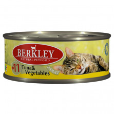 Berkley Adult Cat Tuna & Vegetables № 11 паштет для взрослых кошек с натуральным мясом тунца, овощами, маслом лосося - 100 г
