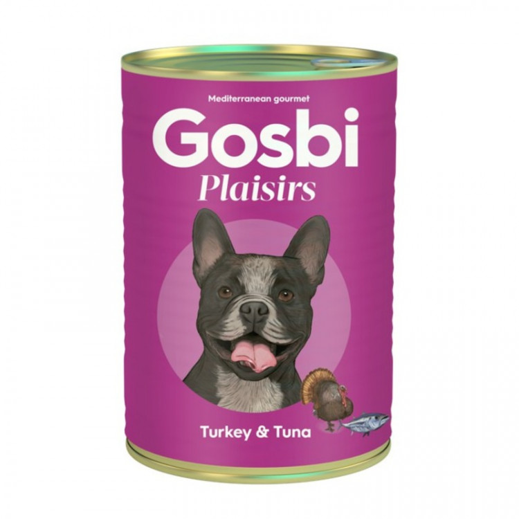 Влажный корм Gosbi Plaisirs для взрослых собак с индейкой и тунцом - 400 г
