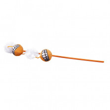 Rogz Catnip Ball Magic Stick Orange игрушка-дразнилка для кошек в виде удочки с 2-мя мячами и пером, оранжевая