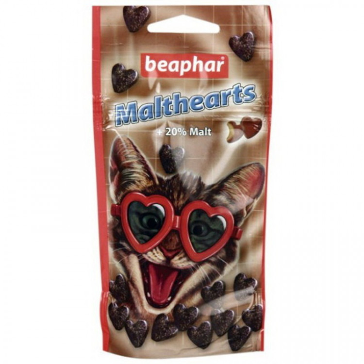 Beaphar Malthearts для кошек Сердечки для вывода шерсти из желудка 150 шт